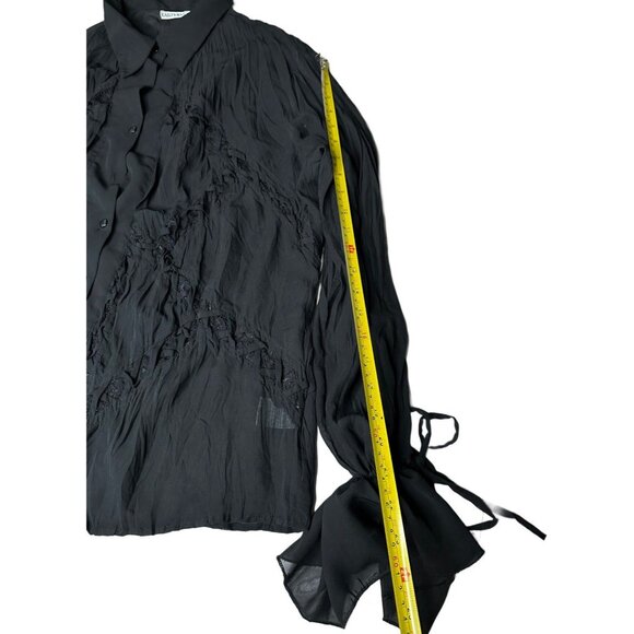 VTG Kaelyn Max Black Top Bell Sleeve Crinkle Fairycore Y2K 2000s Goth Vampire XL - Picture 7 of 7